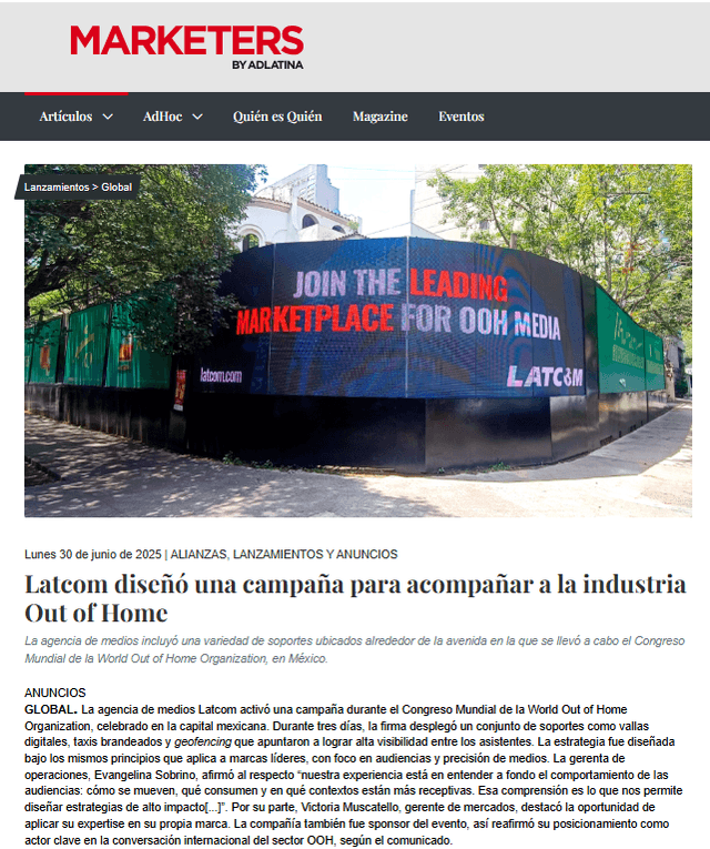Latcom diseñó una campaña para acompañar a la industria Out of Home