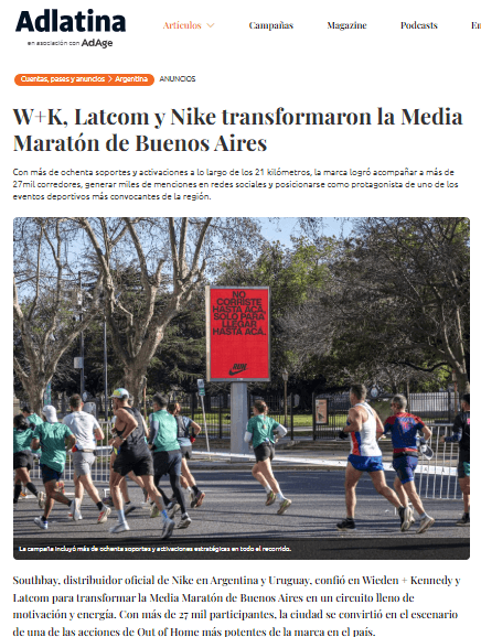 W+K, Latcom y Nike transformaron la Media Maratón de Buenos Aires