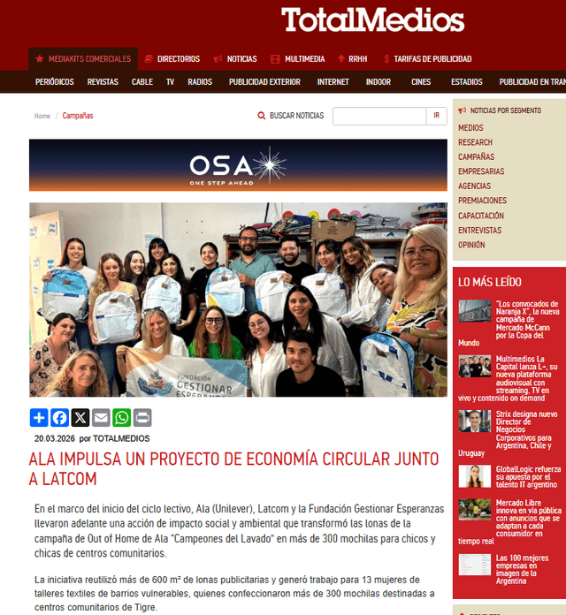 Ala impulsa un proyecto de economía circular junto a Latcom