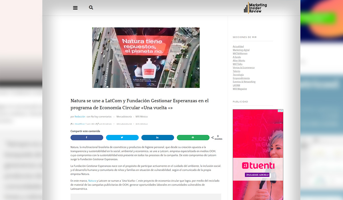 Natura joins Latcom and Fundacion Gestionar Esperanzas in “Una Vuelta +”