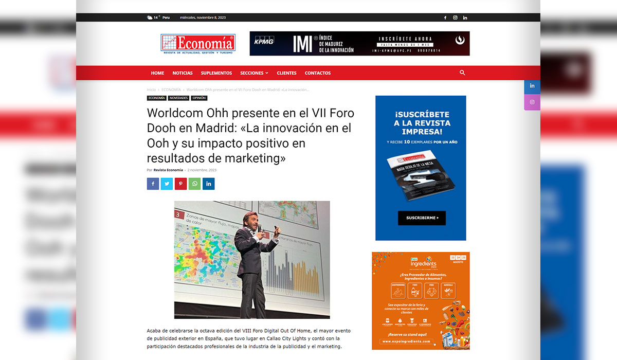 Worldcom Ohh presente en el VII Foro Dooh en Madrid: «La innovación en el Ooh y su impacto positivo en resultados de marketing»